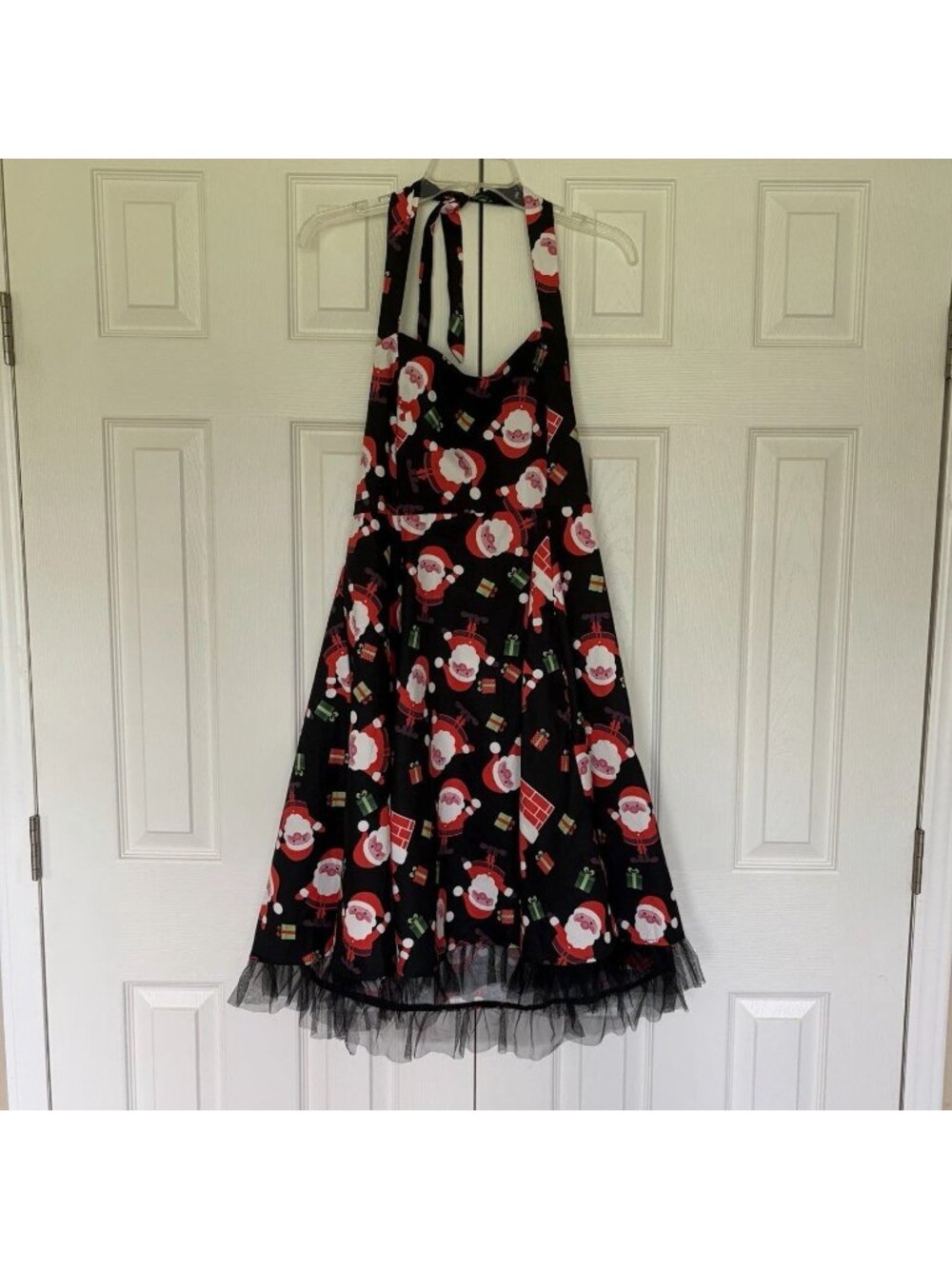Oten Santa Gift Box Print Size 3XL Swing Halter Tulle Rockabilly Dress NWT